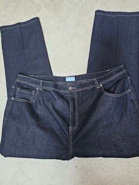 NEW Liz & Me Dark Wash Denim Jeans Womens Plus Size 24W x 29.5 Contrast Stitch